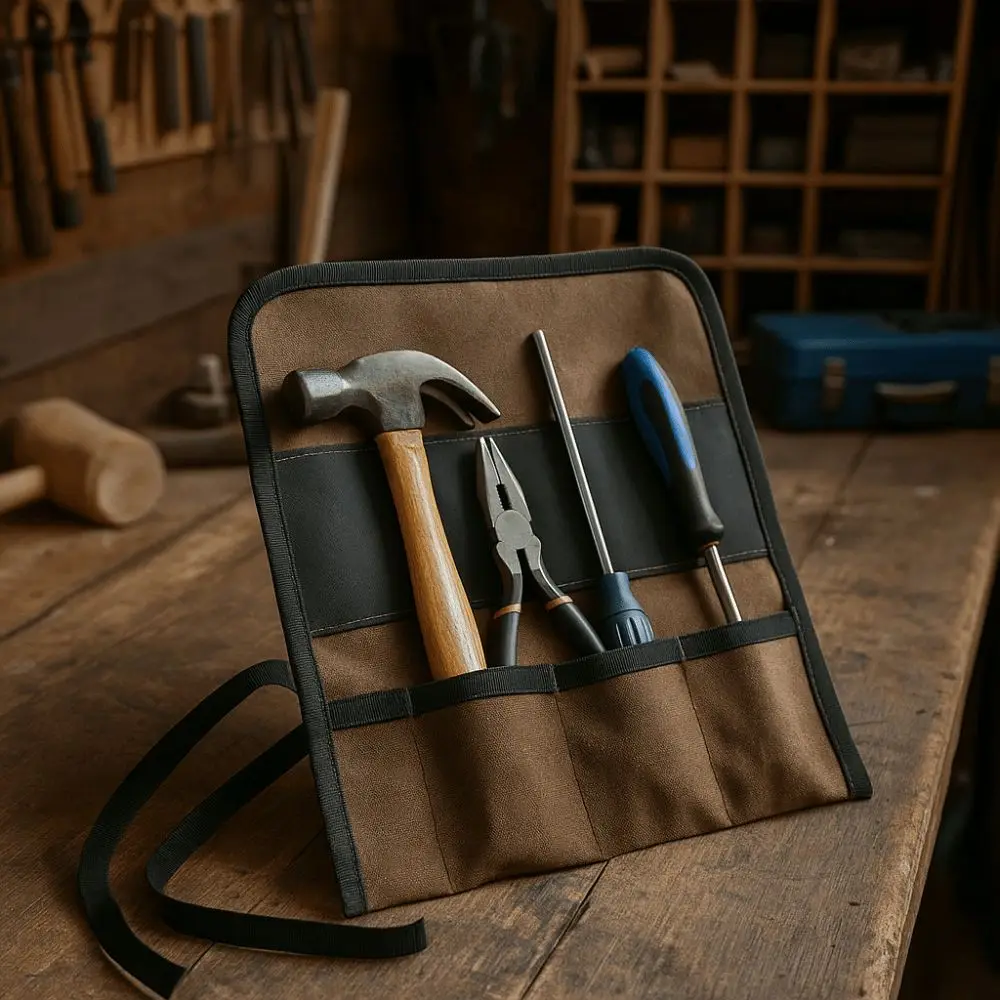 

Oxford Cloth Multi Purpose Tool Bag Roll Up Design Multiple Pockets Roll Up Tool Bag Hanging Design Heavy Duty Tool Storage Case