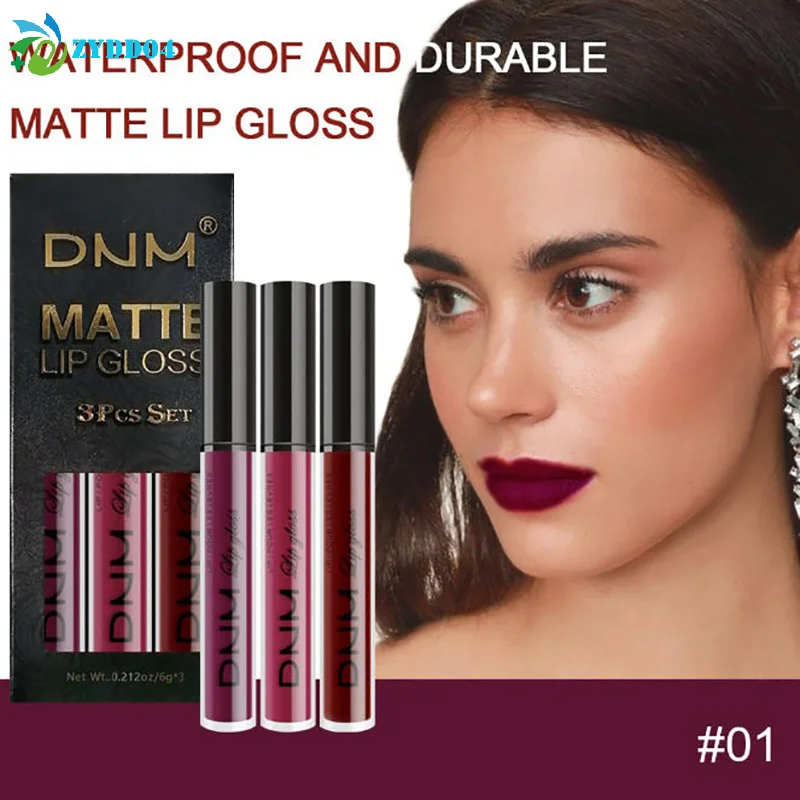 ●3pcs/set Liquid Lipstick Waterproof Long Lasting Cosmetic Black Blue Purple Green Matte Lip Gloss Nude Lip Tint Stain Makeup