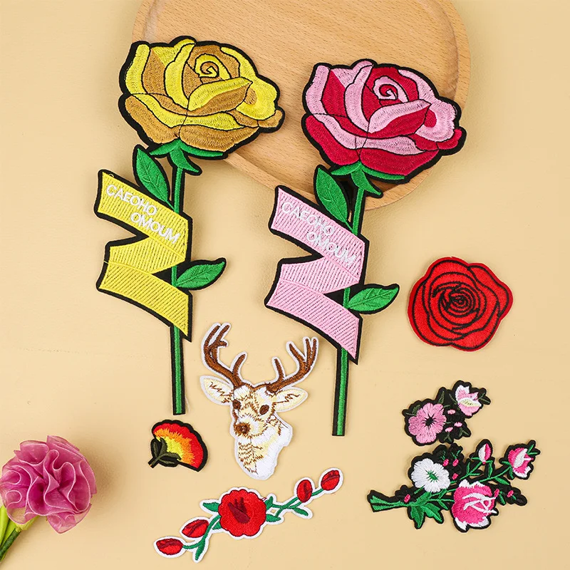 

10 шт., вышивка, железные нашивки для одежды, мультяшный цветок, украшение «сделай сам», аксессуары для одежды, клейкая подложка