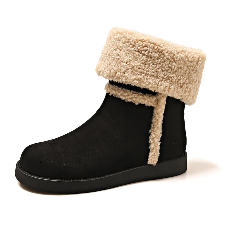 Solas grossas e botas de neve de cano alto para mulheres, casual plus fleece fur, uma botas curtas, nova, outono e inverno, 2023