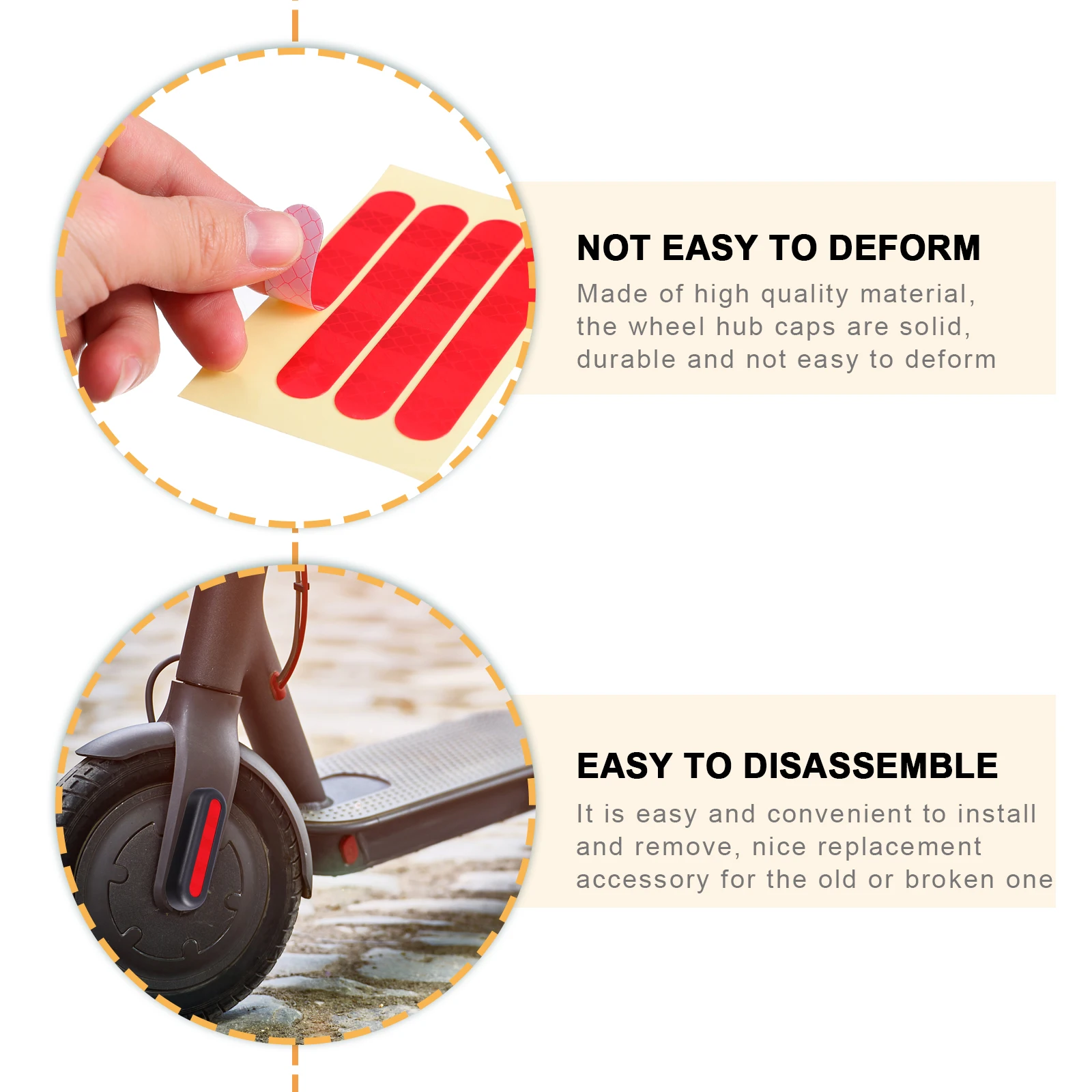 Scooter Wheel Hubs Cover Reflective Stickers Rear Protective Shell For Electric Scooter Replacement Parts Compatible With