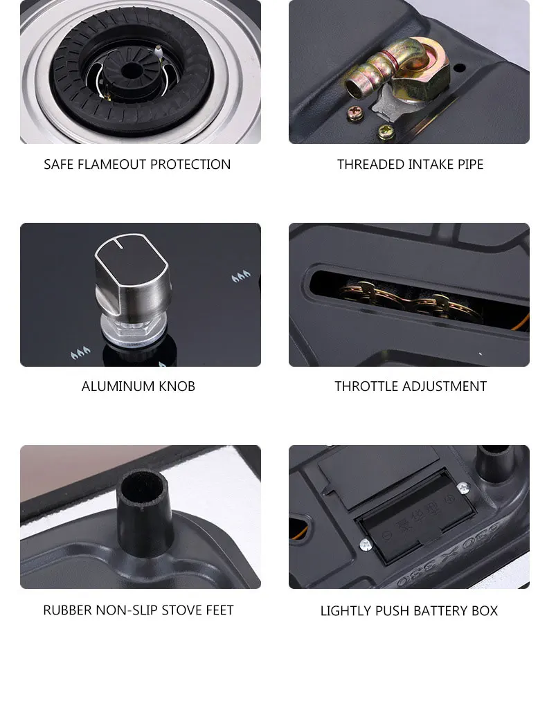 موقد مدمج في موقد مزدوج موفر للطاقة، طباخ غاز زجاجي، موقد طباخ غاز طبيعي يعمل بالغاز المسال