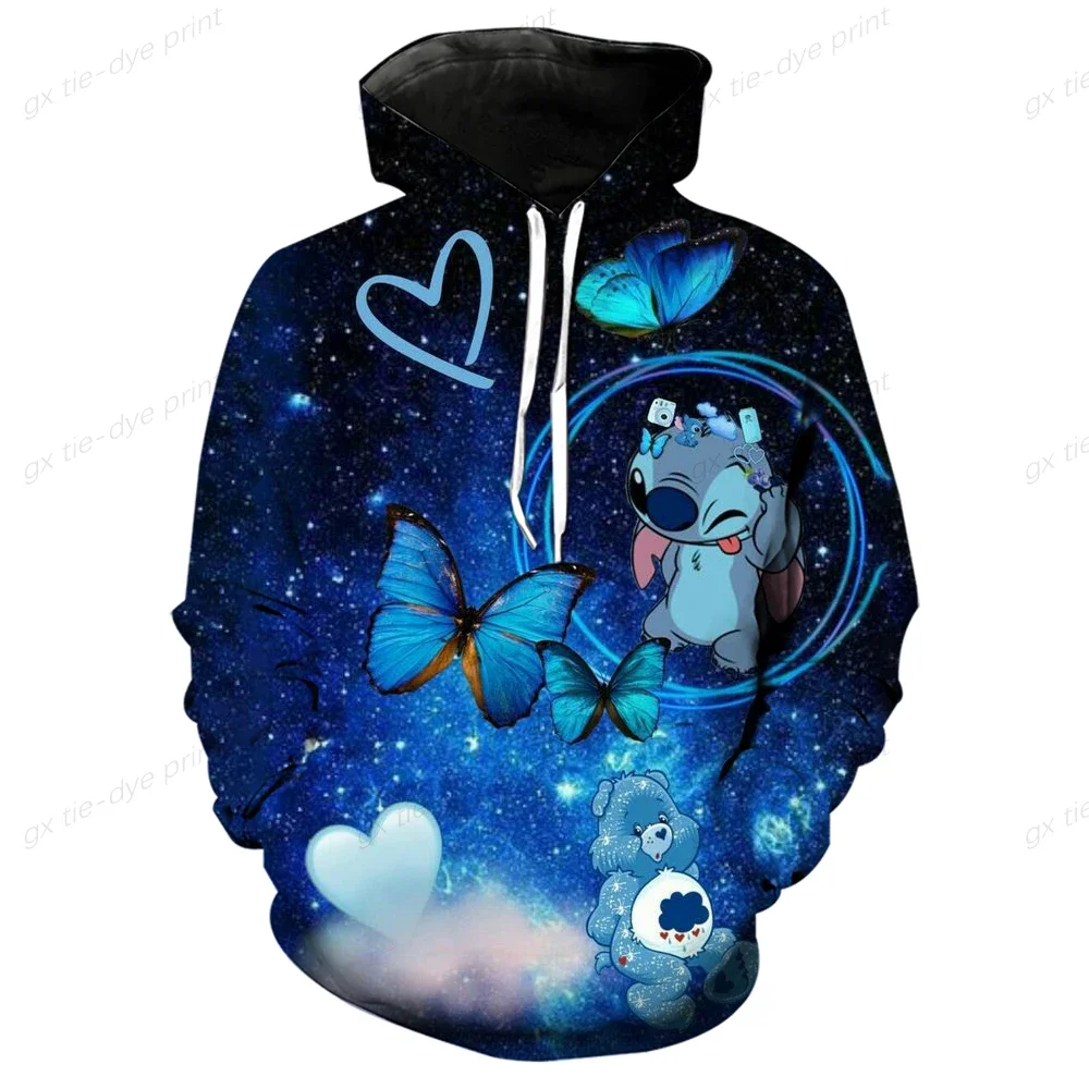 Толстовки с капюшоном Lilo Stitch для мальчиков и девочек MINISO, мужские толстовки с 3D принтом, пуловер большого размера, новые модные мужские толстовки, мужская одежда Disney