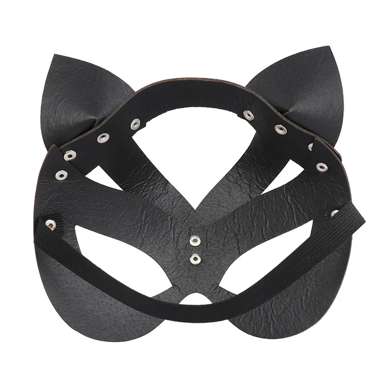 Women Sexy Mask Half Eyes Fox Cosplay Face Cat Faux Leather Mask Halloween Party Women Leather Fun Cat Mask Black Adult Toys