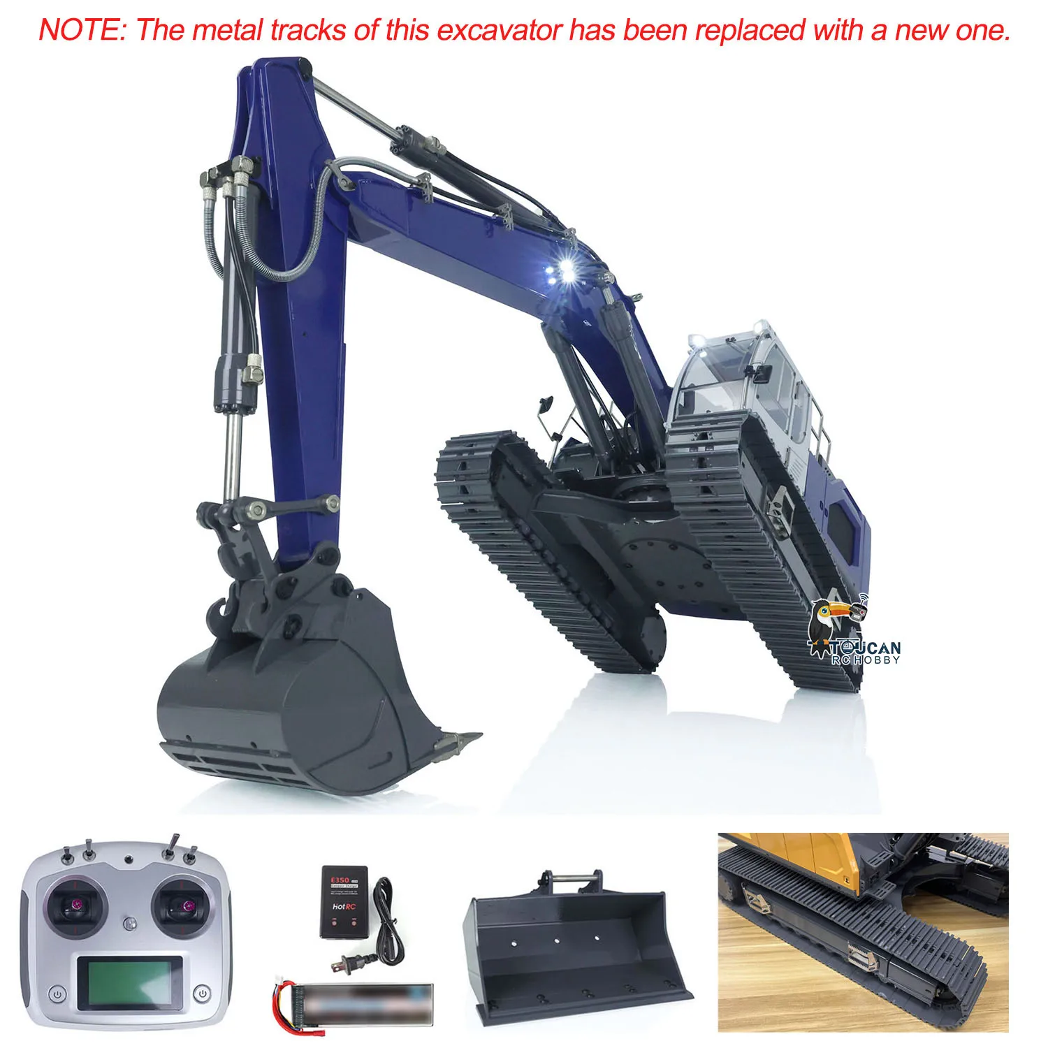 

XDRC 1/14 Hydraulic Excavator 945 RC Metal RTR Digger Truck Model With Light Battery Remote Control Light System Bucket THZH1436
