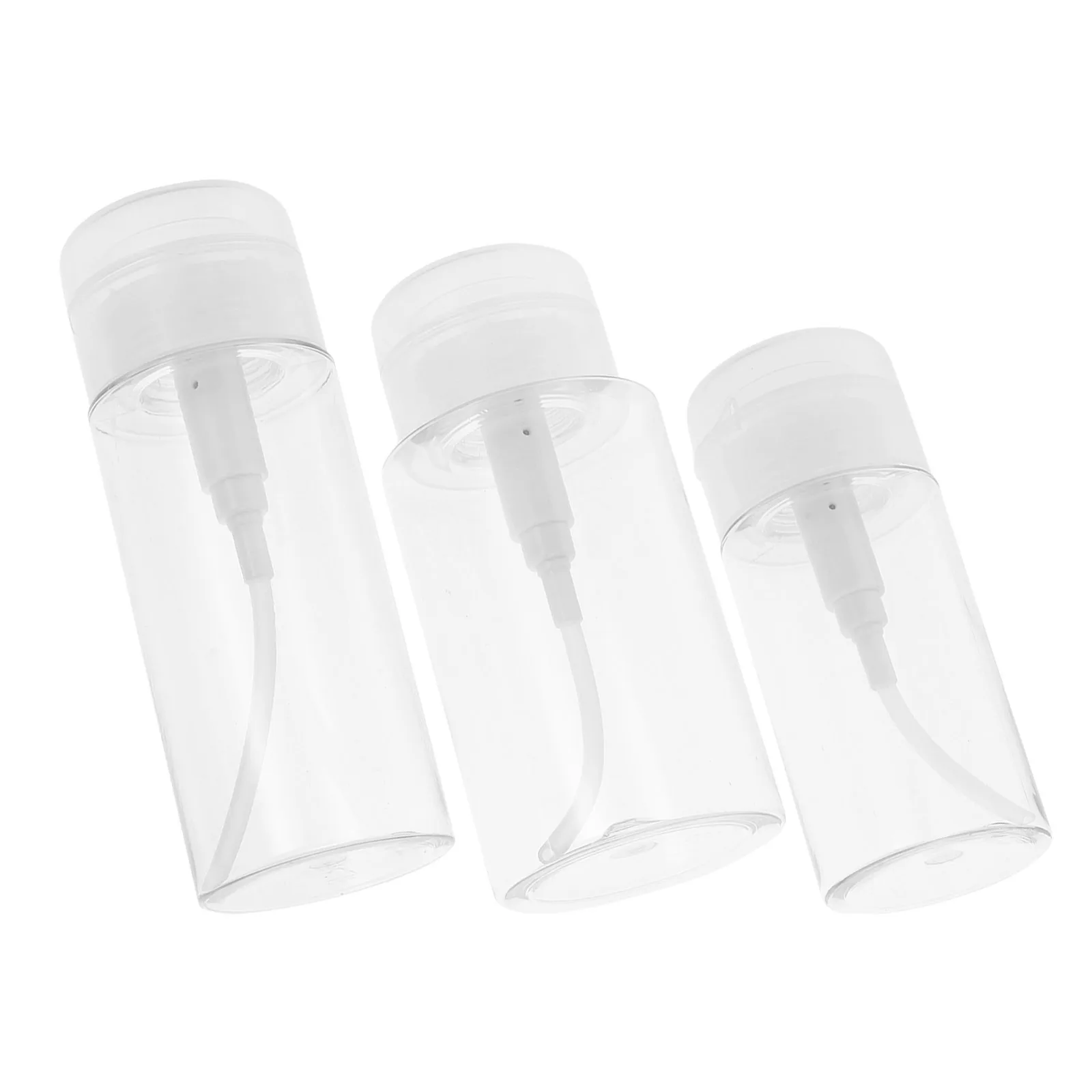 

3Pcs Clear Skincare Sub Bottle with Push Down Pump for Makeup Remover Nail Polish Remover Alcohol Portable Leak Proof Liquid