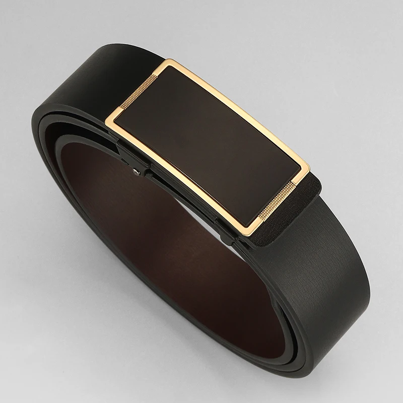 Ikat Pinggang Kulit Asli Kulit Sapi Ompong Kualitas Tinggi Ikat Pinggang Gesper Otomatis Persegi Fashion Pria Ceinture Homme Z252