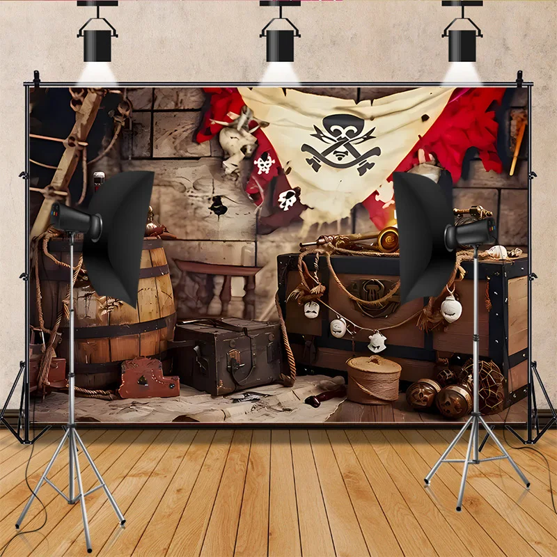 

Retro Pirate Treasure Map Backdrop for Photography Nautical Island Background Birthday Party Boys Portrait Photo Props HD-01