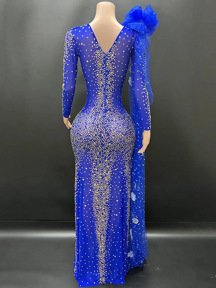 PMurcia-Jupe longue élastique en mousseline de soie pour femmes, diamant, nœud, maille sexy, vêtements personnalisés à la mode, haute qualité, chaud, nouveau, 2024