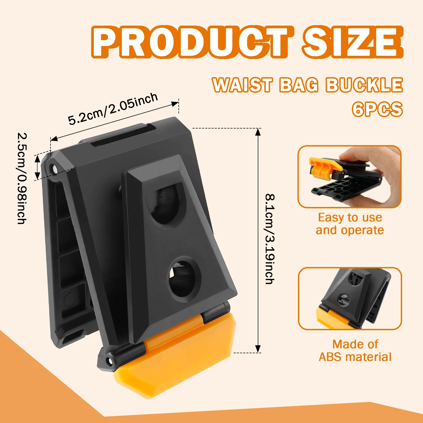 6Pcs Tape Measure Rack Tape Automatic Buckle Measure Thickened Belt Clip Fixed Plastic Portable Tool Holder Clip Durable