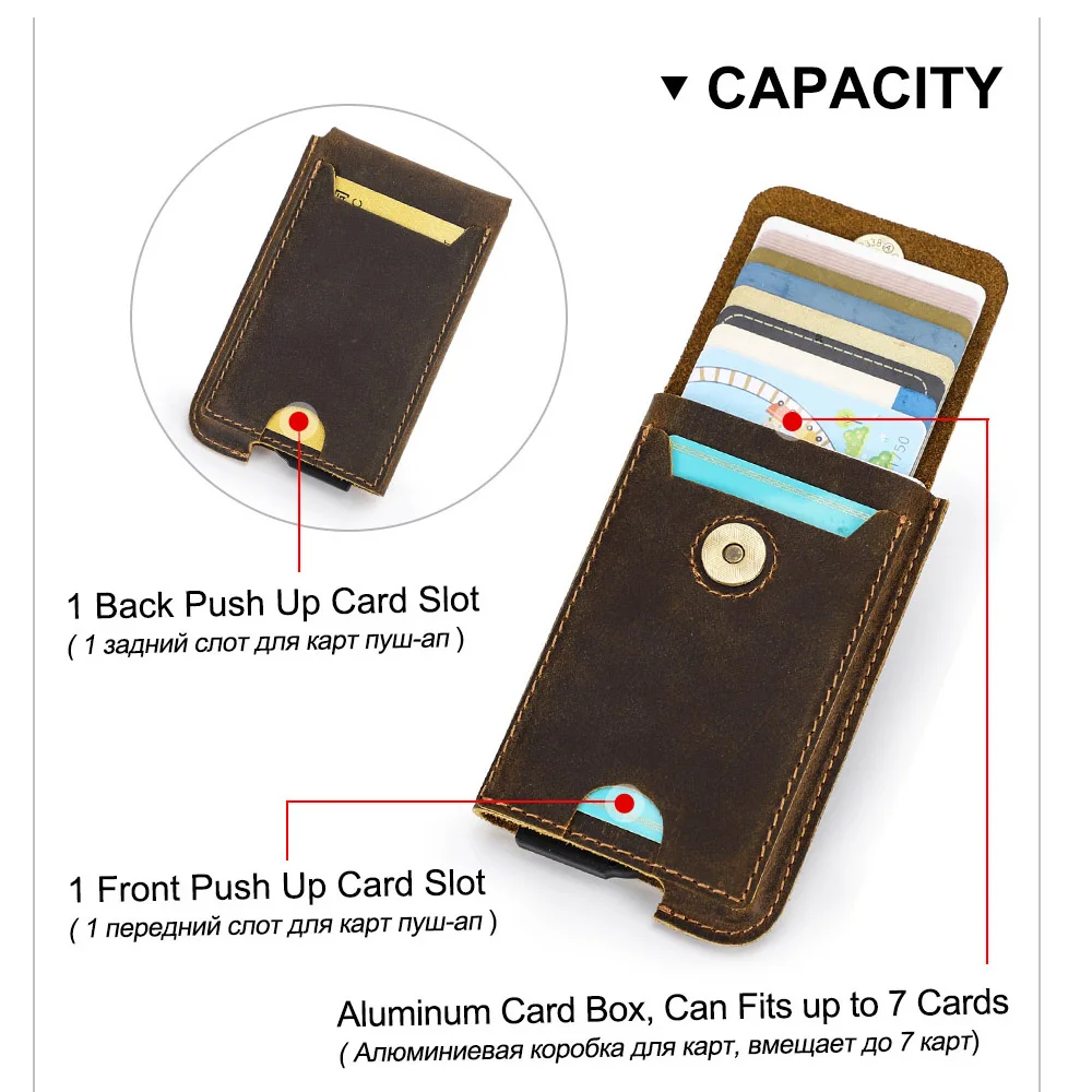 MITAO FACTORY Men's Credit Card Holder Wallet RFID Leather Hasp Card Case Man Casual Designer Mini Cards Aluminum Box Purse