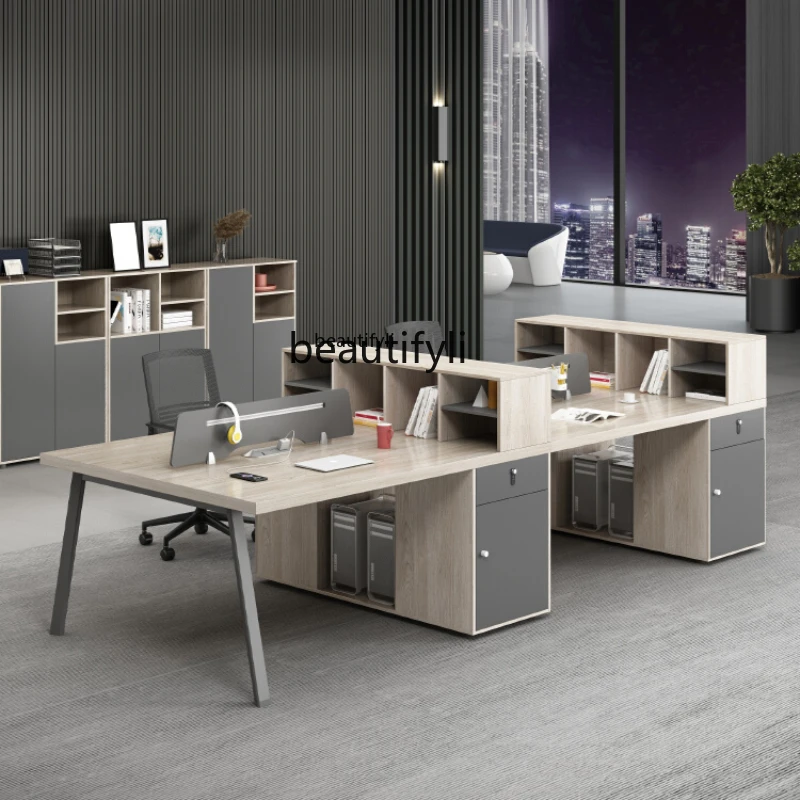 

Desk Staff Double 4-person Combination Desk Office Desk and Chair Simple and Modern