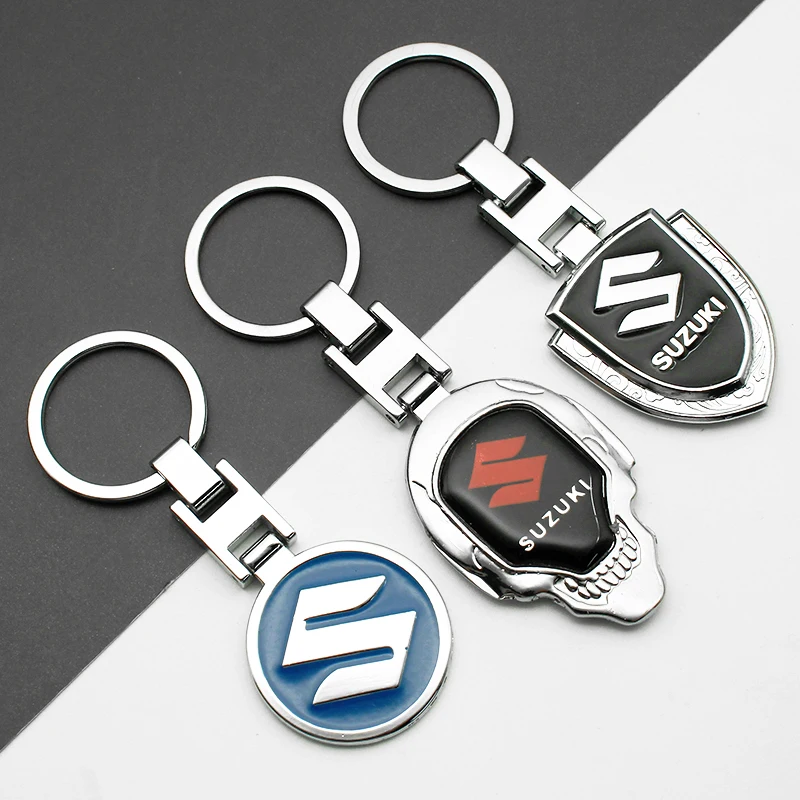 For Suzuki Grand Jimny Vitara Swift SX4 Alto Car Metal Keychain Leather Key Ring 3D emblem Keychain Rings Styling Accessories