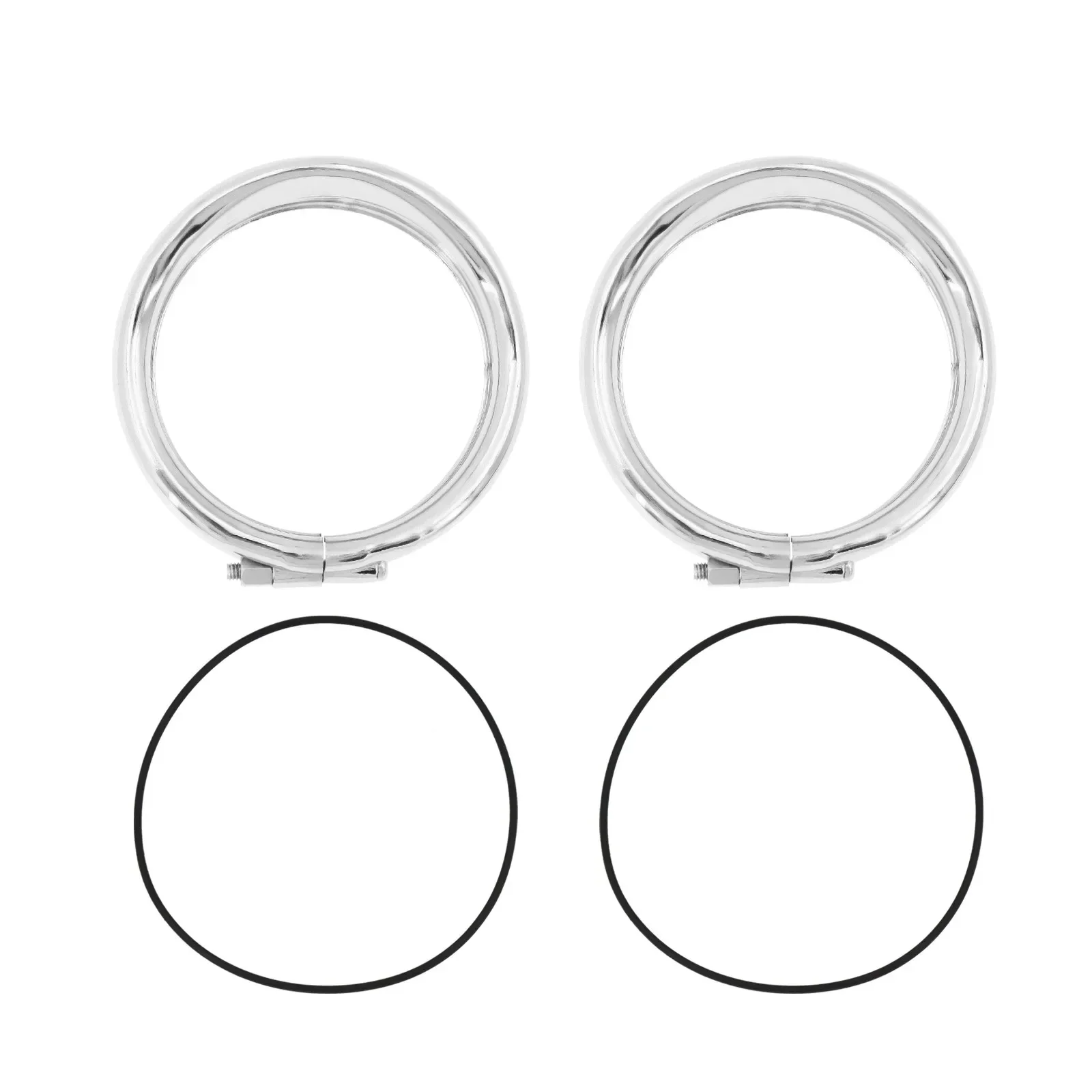 Motorcycle Chrome Visor Style Turn Signal Trim Ring With Rubber Rings 2PCS For Harley Softail Touring Road King Electra Glide FL