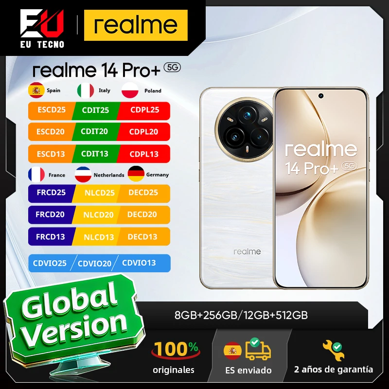 Version mondiale realme 14 Pro Plus 5G Smartphone Sony 3X périscope OIS caméra Snapdragon7s Gen 3 80W SUPERVOOC Charge IP69