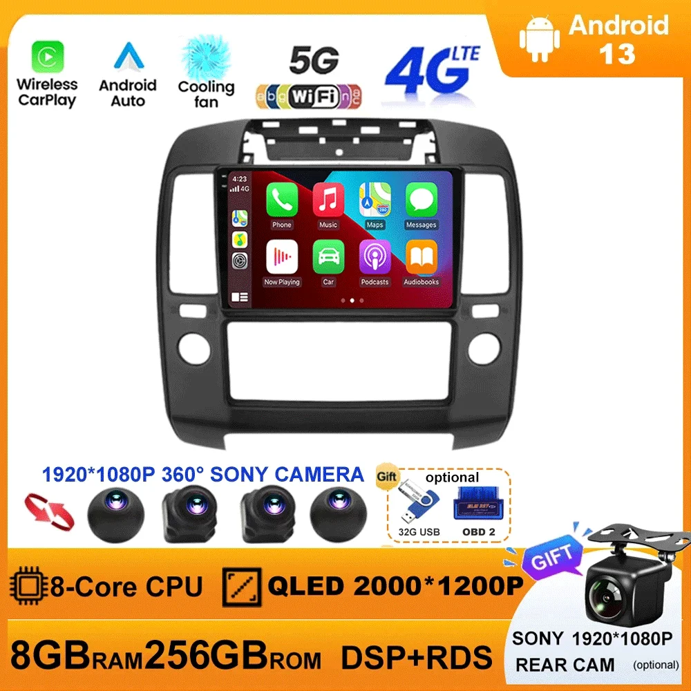 

Android 13 Car Radio For Nissan Navara 3 D40 2004 - 2010 Multimedia Video Player Navigation GPS Carplay Android Auto 5G WIFI DSP