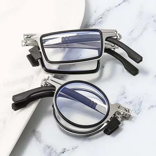 Portable Folding Reading Glasses with Case Anti Blue Light Blocking Metal Elder Foldable Eyeglasses Presbyopia for Man and Woman - Image 2