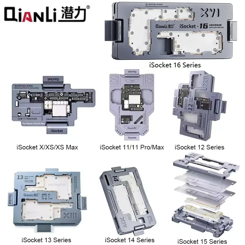 Dispositivo de prueba de placa base QIANLI iSocket para iPhone 16 15 14 13 11 12 Pro Max X XS max función de placa lógica soporte de diagnóstico