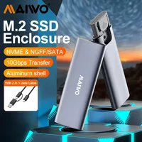 MAIWO M.2 SSD NVMe Enclosure USB3.1 Gen2 Type C 10Gbps PCIe SSD Case M.2 NVME SATA Case Disk Box Tool Free SSD Aluminum case