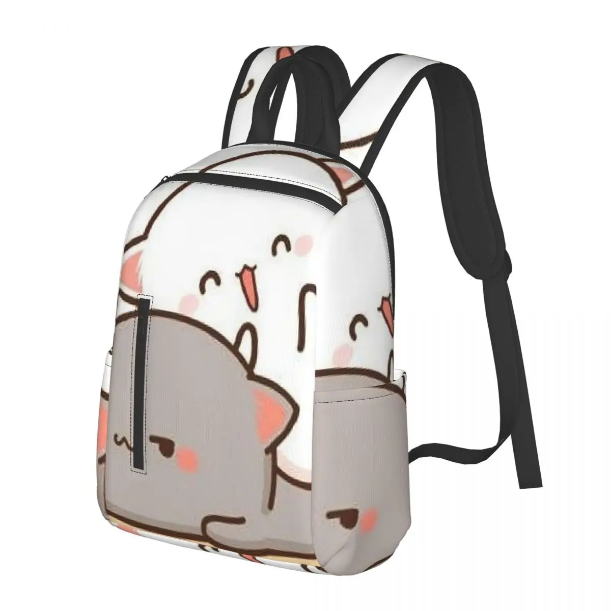 

Peach Mochi Cat Cartoon Student Backpack School Bag Hiking Travel Daypack for Men Women Bookbag Shoulder Bags