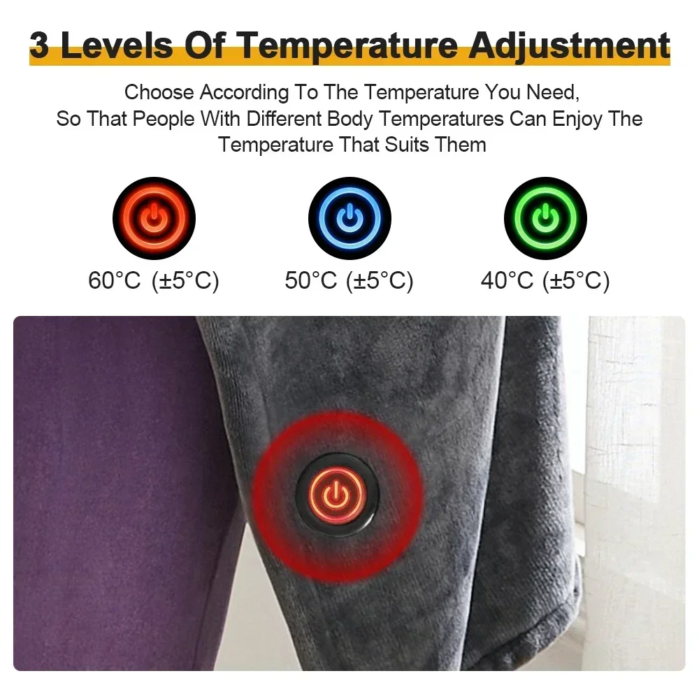 USB electric shawl portable adjustable flannel winter heating blanket wearable electric heater 150 * 80cm