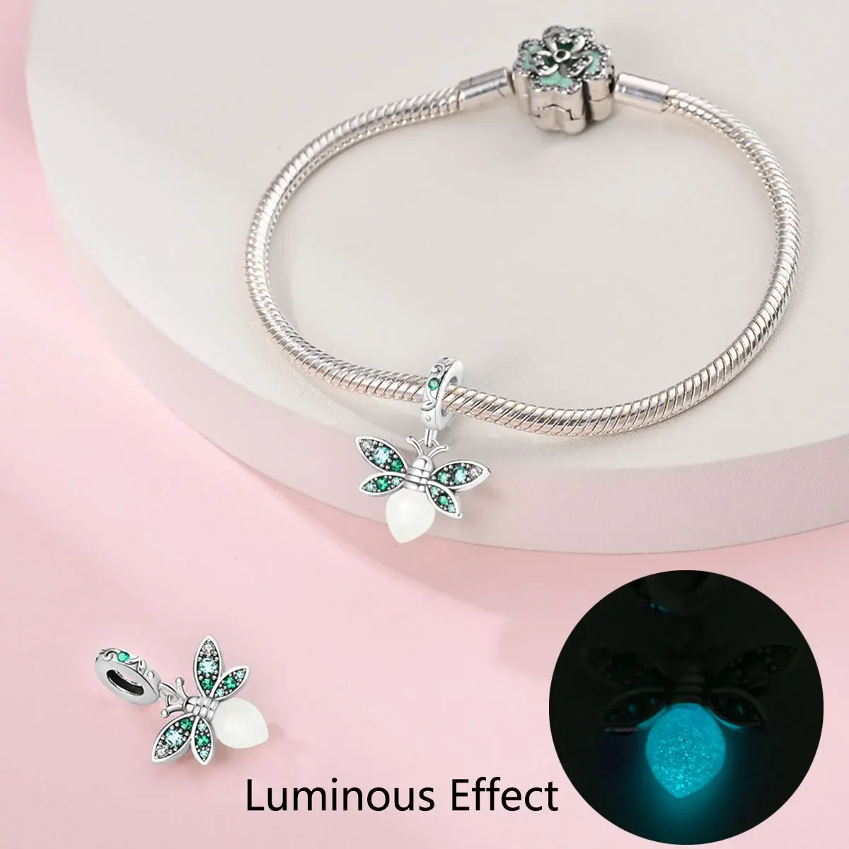 

Charms 925 Silver Luminous Color-changing Series Firefly Ladybug Chameleon Pendants Fit Original Bracelet DIY Fine Jewelry Gift