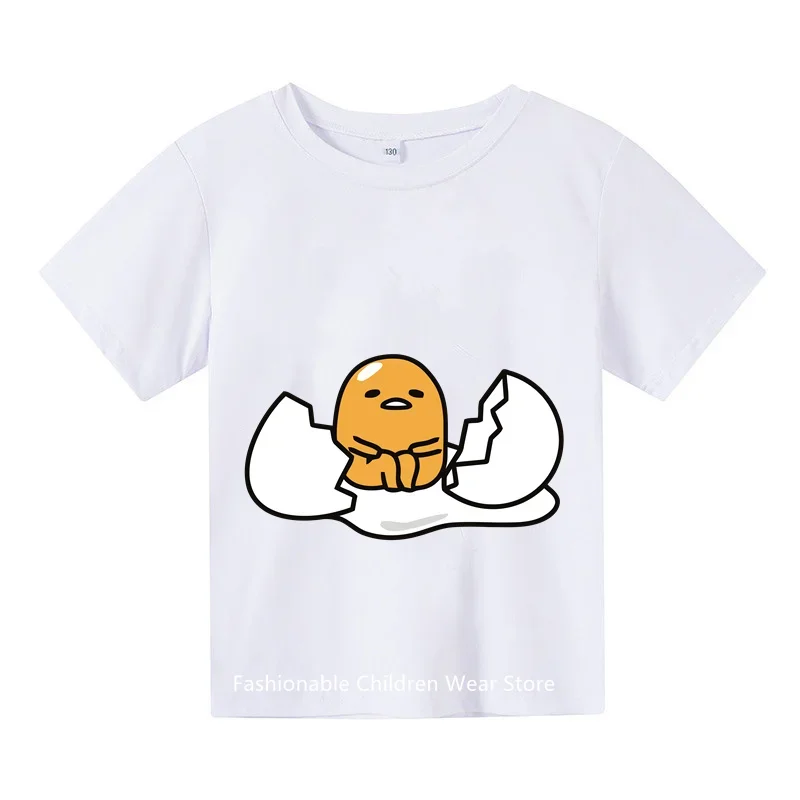 Camiseta con estampado de Anime para niños y niñas, camisa informal de manga corta con diseño de huevo perezoso, para verano, 2024