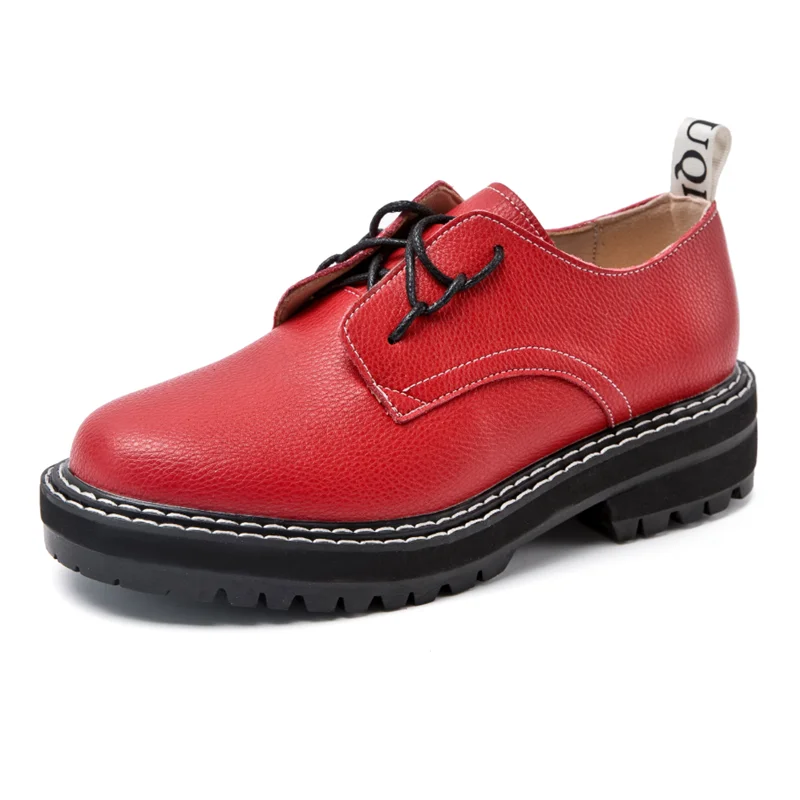 

Women Shoes Genuine Leather 2024 Spring British Style Women Student Footwear Large Size 42 43 Lace Up Ladies Oxford Shoes