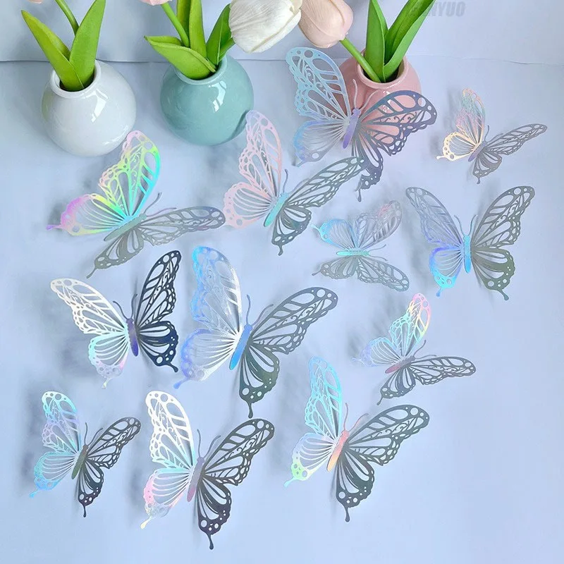 12Pcs 3D Effect Butterflies Wall Stickers Beautiful Colorful Butterfly for Kids Room Living room Wall Decals Home Decoration