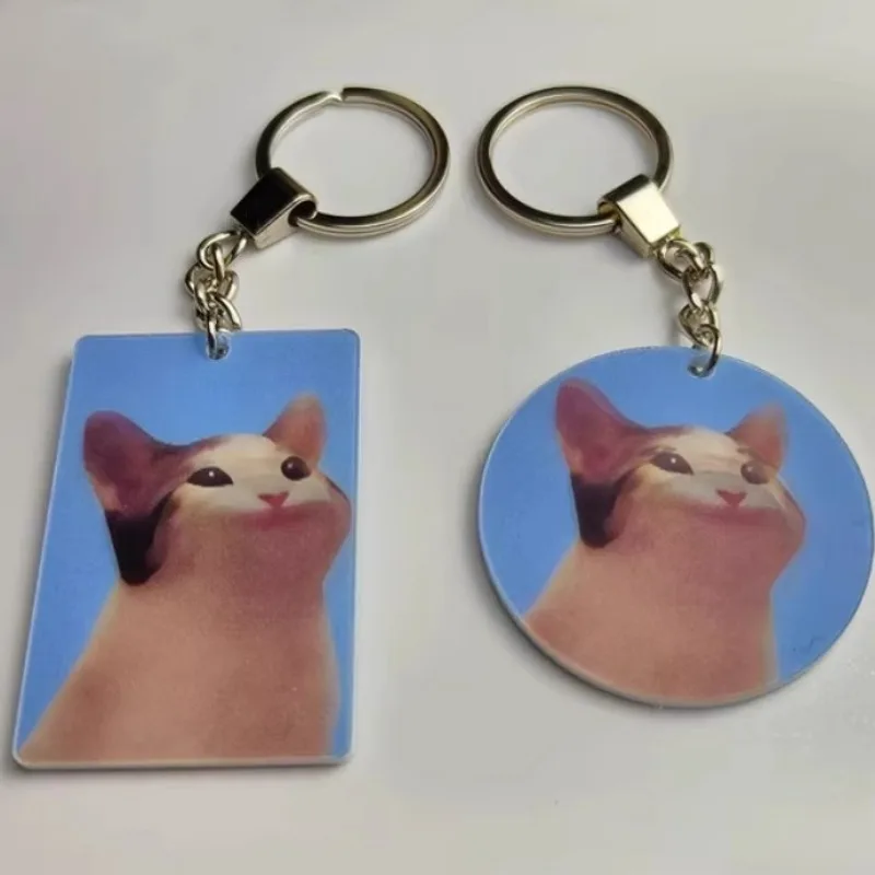 Pop Cat Keychain Cute Kitten HD Dynamic Pendant Creative Fashion Car School Bag Key Ring for Women Jewelry Gift Ornaments