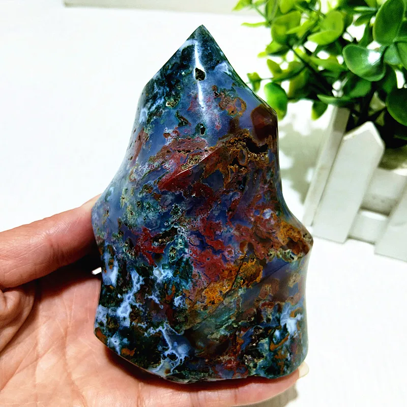 Natural Stone Ocean Jasper Torch Ice Cream Spiritual Meditation Reiki Healing Feng Shui Home Room Ornaments