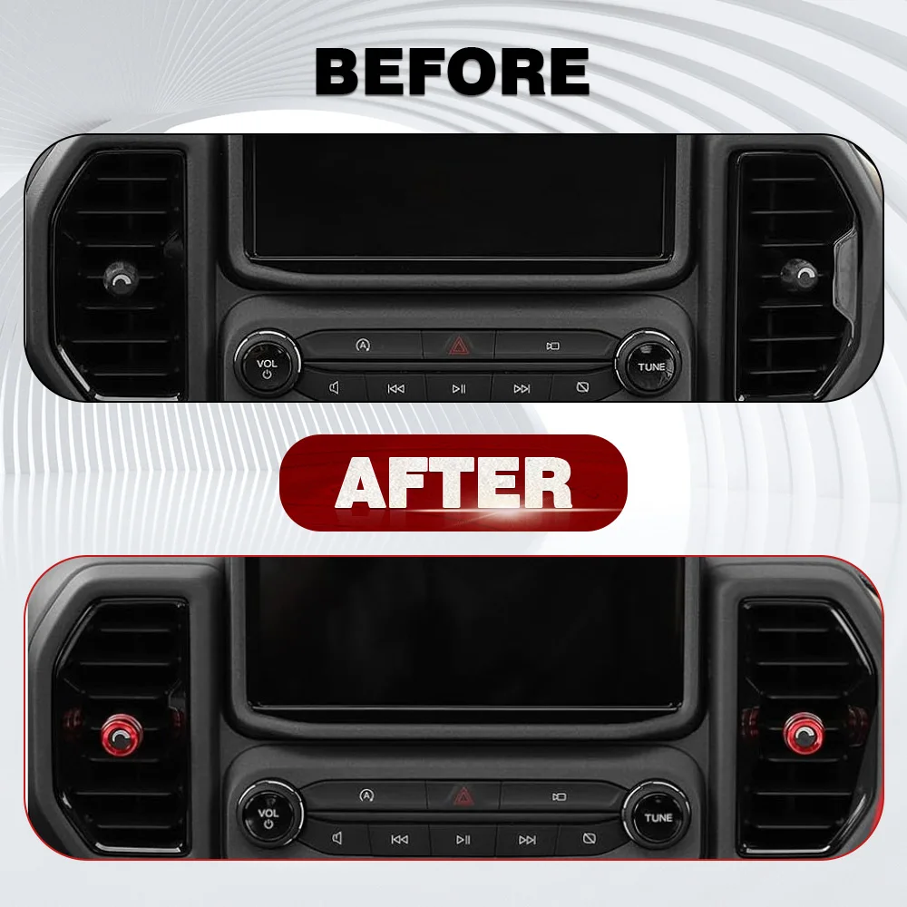For Ford Bronco Sport 2021-2025 Center Console AC Vent Audio Headlight 4WD Knob Switch Circles Decoration Cover Trim