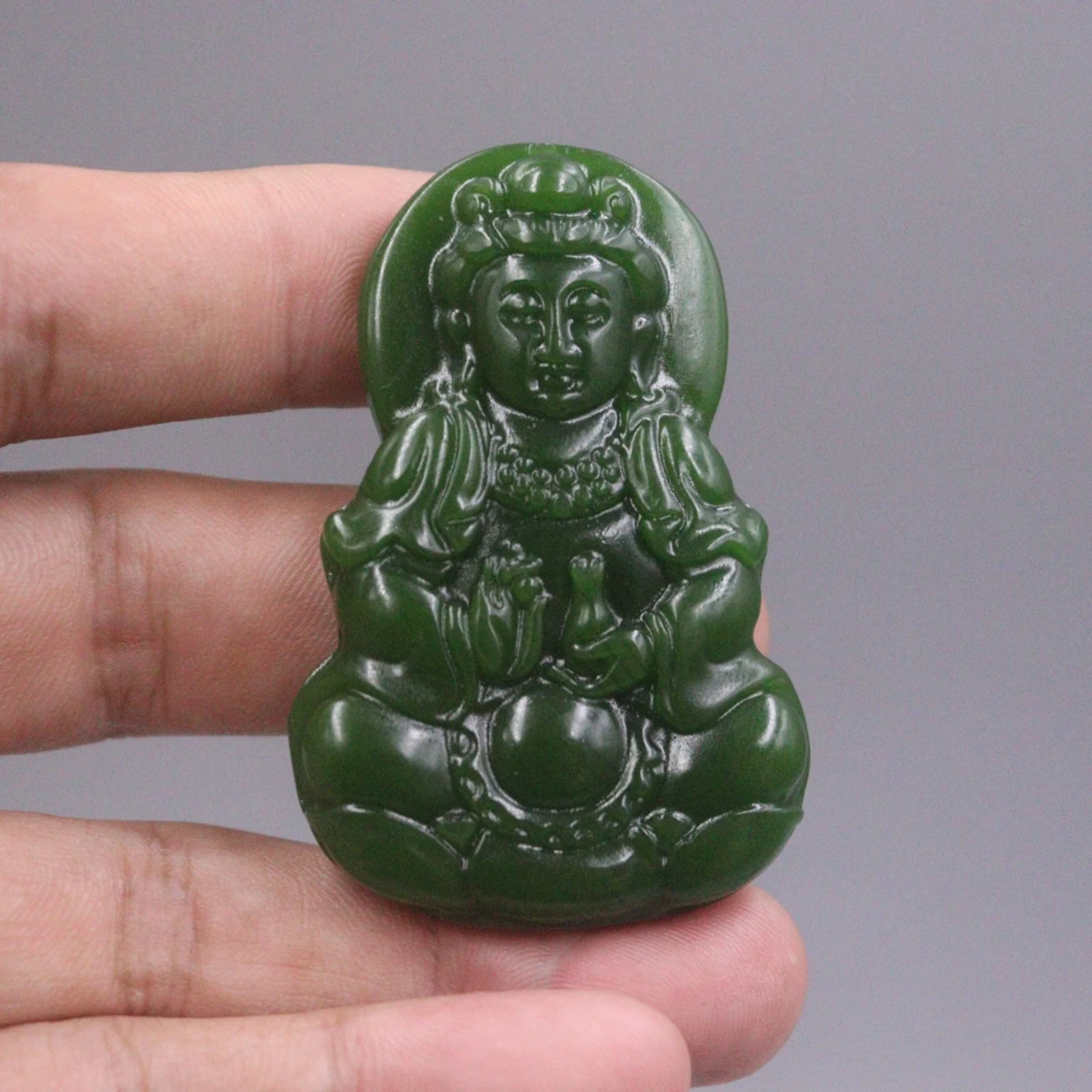 

Natural Jade Jasper Lucky Men Women Gift Bless Buddha Guanyin Pendant