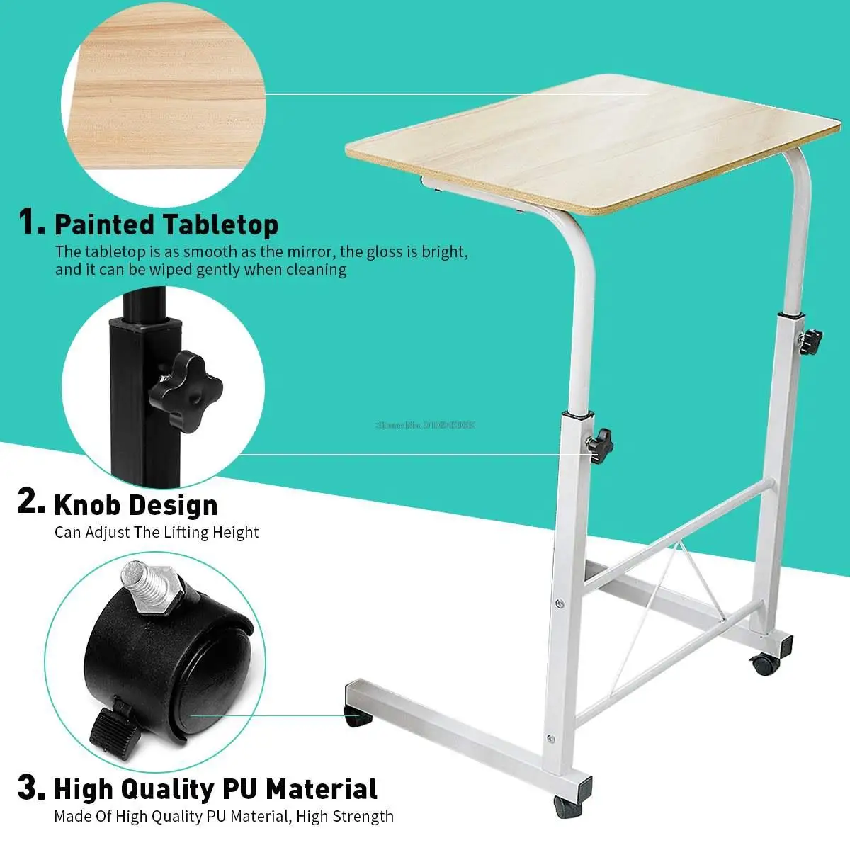 Removable Computer Desk Table Adjustable Portable Laptop Stand Desk Rolling Bedside Sofa Laptop Notebook Table Home Furniture