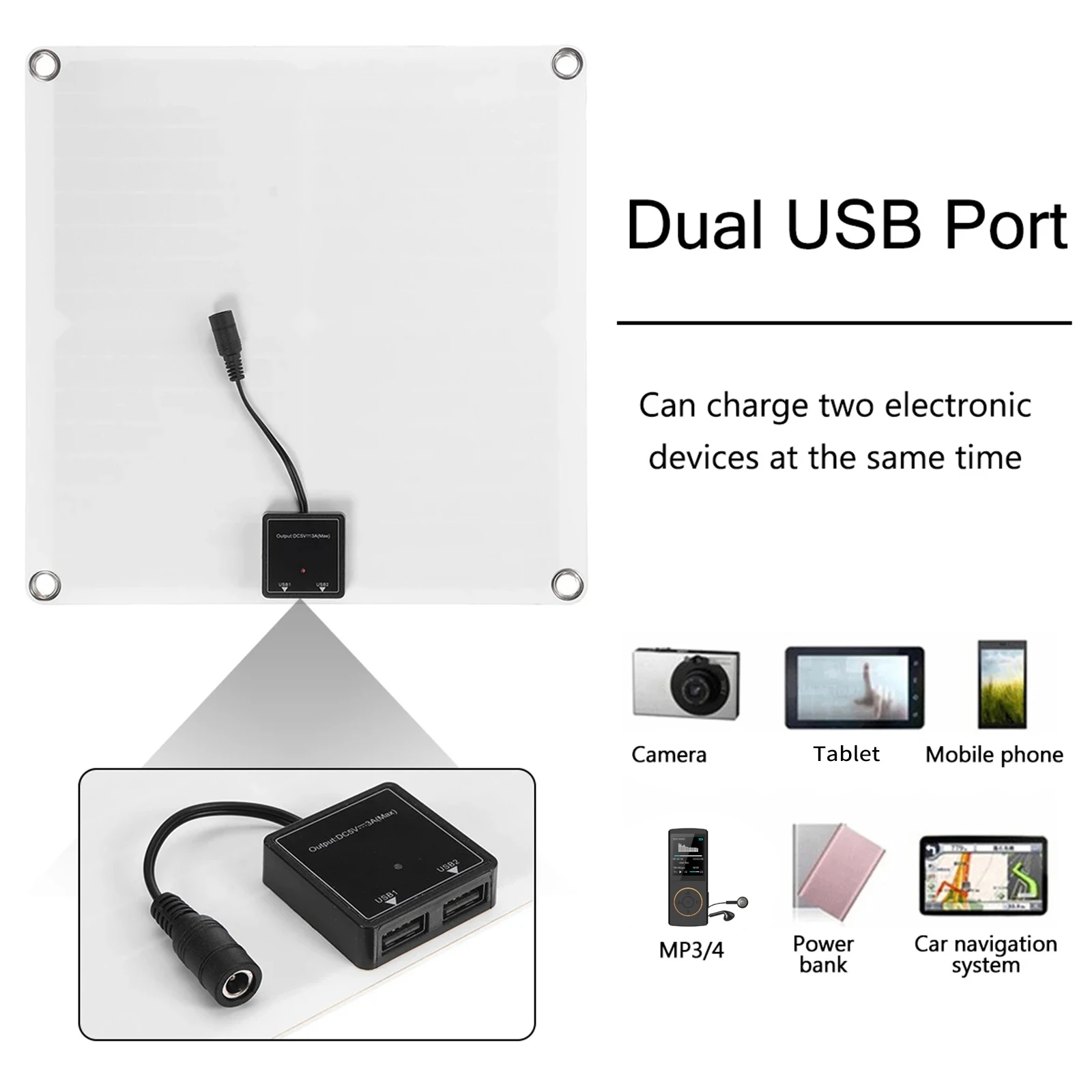 Portable 300W Solar Flexible Panel Kits Monocrystalline Silicon Solar Panel with 60A Controller Dual USB Charging Port DC5521 Ba