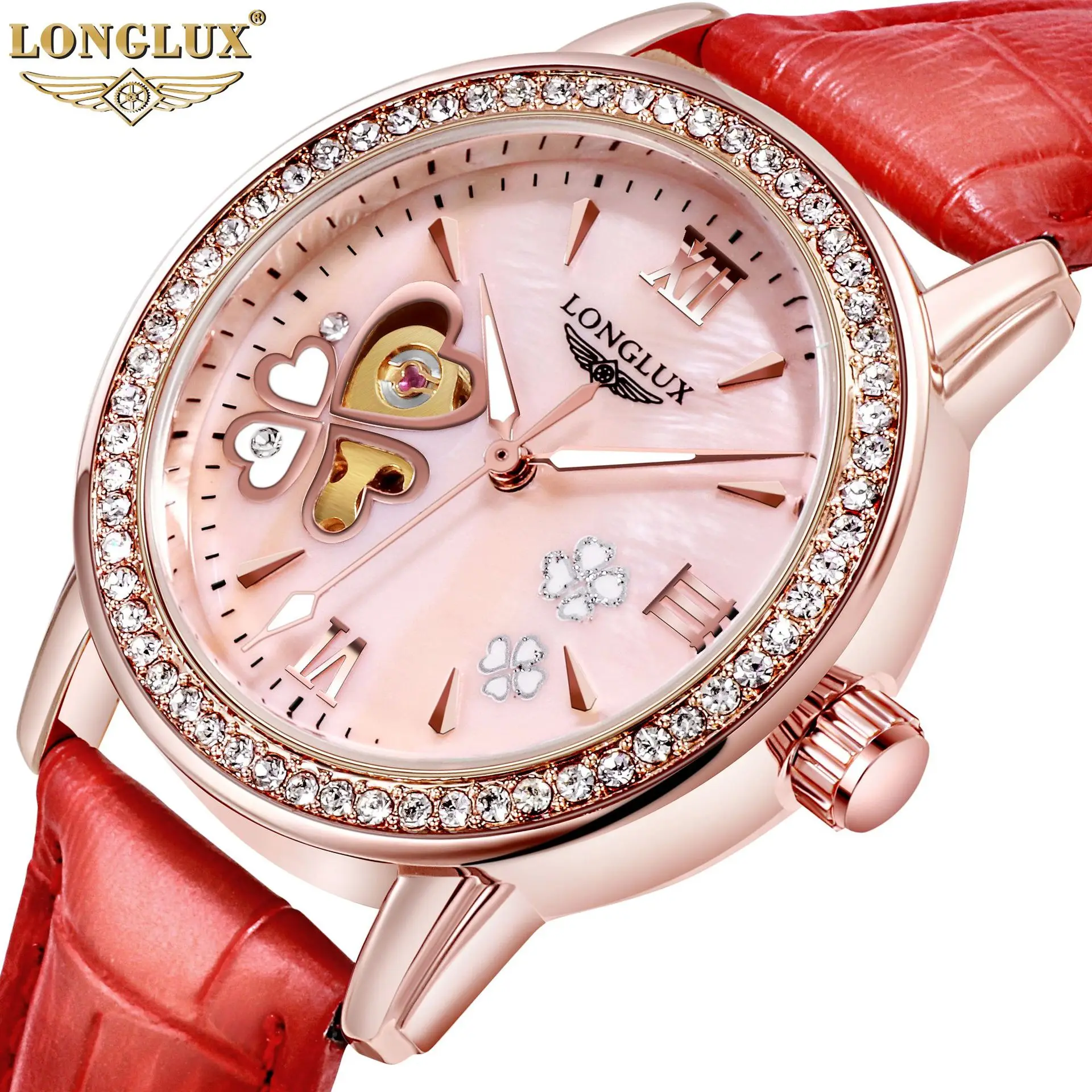 Frauen sehen automatische Uhr Mode niedlichen Diamant Uhr Frauen zierlich elegant wasserdicht rosa Uhr Luxus geschenke für Freundin!