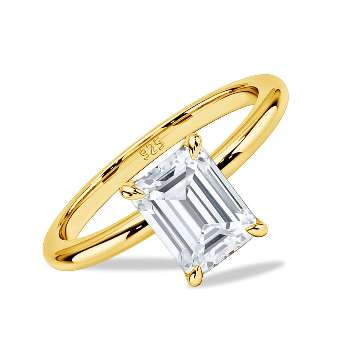 Mit Zertifikat 925 Silber Moissanit-Ring Smaragdschliff 3ct 7*9mm Stein Besteht Diamantentest Schmuck für Frauen Hochzeitsgeschenk Damen – Detail 3