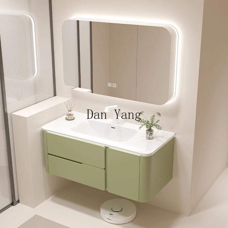 YJ bathroom cabinet combination Corian integrated basin bathroom simple sink