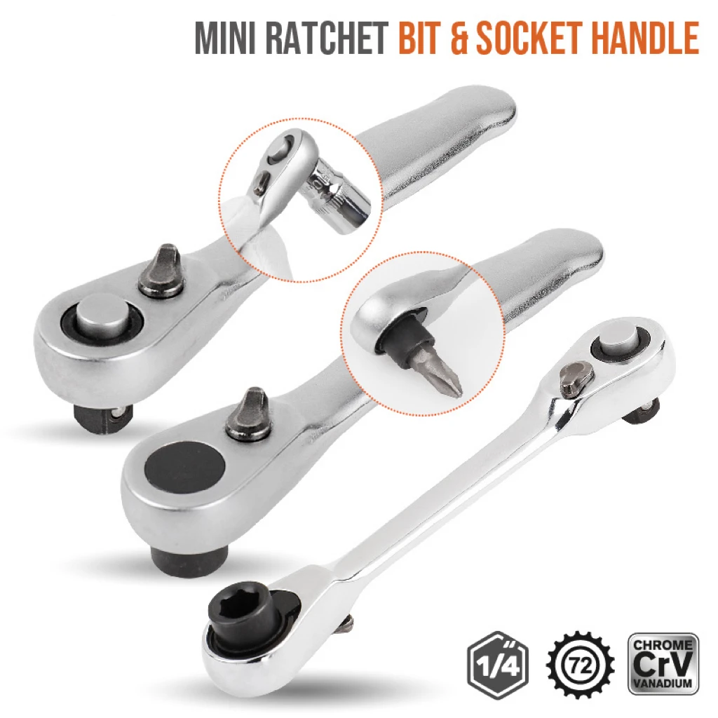 Durable Mini Treble 1/4 Ratchet Wrench Double Ended Quick Socket Ratchet Wrench Kit Screwdriver Hex Torque Wrenches Set Spanner