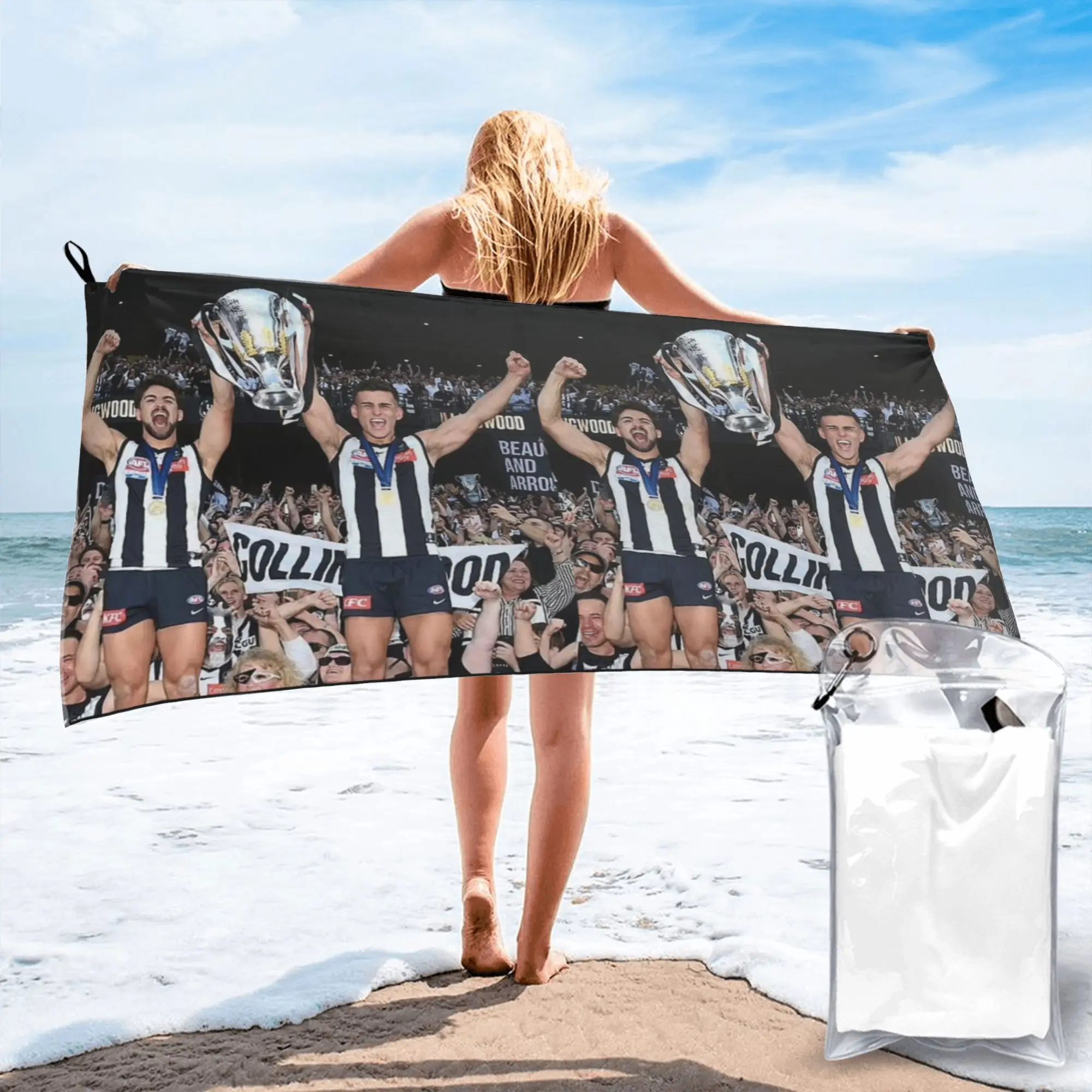 Daicos Brothers Premiership Trophy Collingwood Beach Towel Soft Microfiber Quick Dry Absorbent Quick Towels For Pool