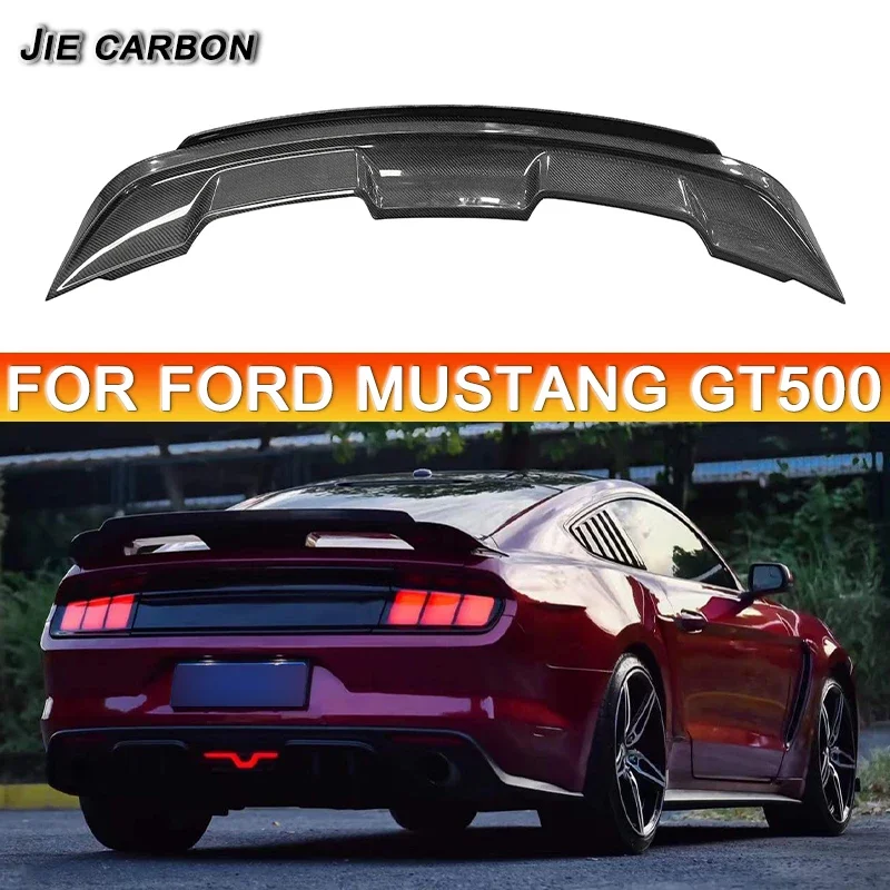 For Ford Mustang GT V8 V6 Coupe 2015-2020 Car Trunk with Carbon Fiber Double Layer Tailgate, Rear Spoiler ,GT500 Style Upgrade