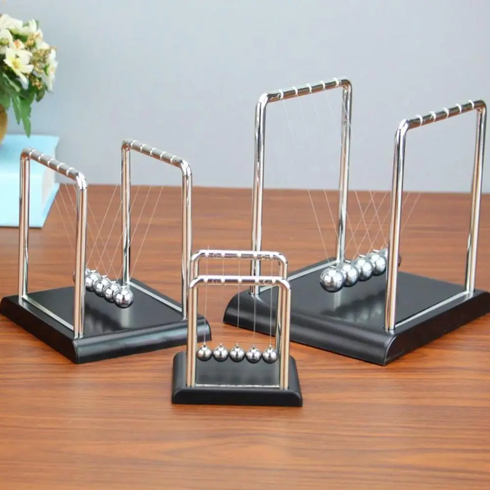 Creative Square Newton Cradle 9/14/18cm Alloy Perpetual Collision Balls Anti-Stress Toy Desktop Decor Student Holiday Gift