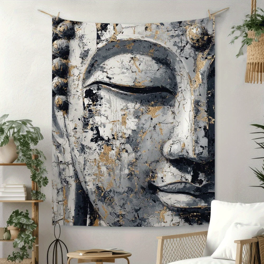 Elegant Buddha statue Digital printing polyester wall tapestry suitable for use in living rooms bedrooms offices bars and party