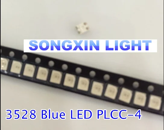 100PCS 3528 blue 4-legs blue super bright LED lamp beads PLCC-4 1210 3528 SMD LED Blue 4 Feet 4-Pin 3.5*2.8*1.9mm PLCC4