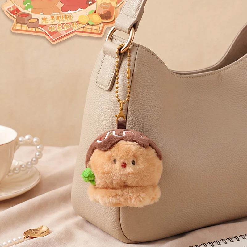 Kawaii Magnetic Food Plush Keychains Burger Takoyaki Toast Shrimp Tempura Soft Stuffed Toy Bag Pendant Fun Accessories view 6