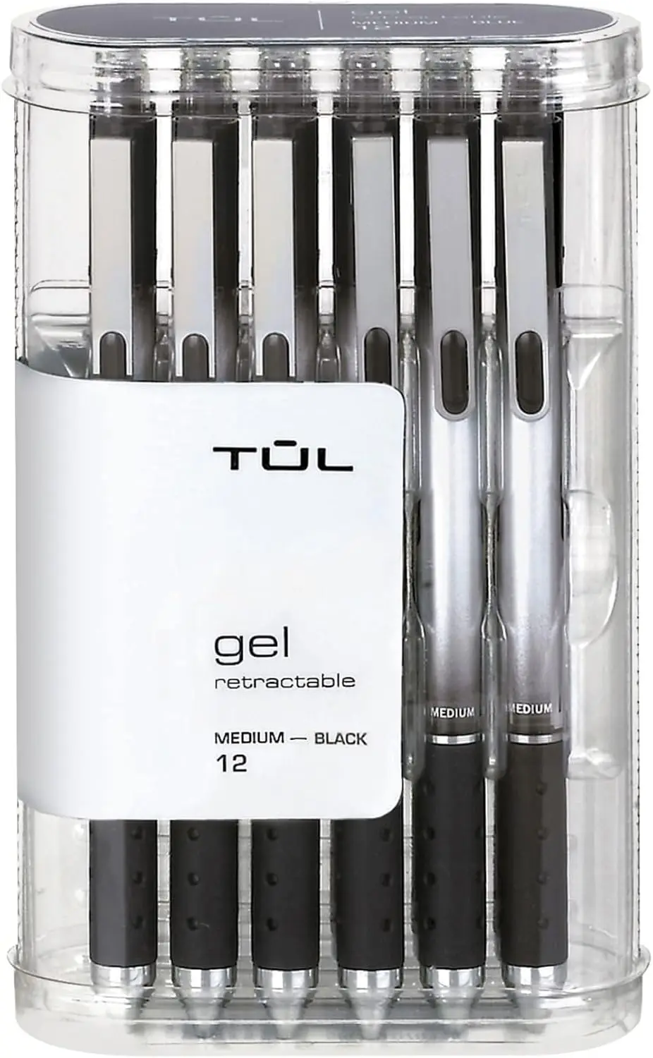 

Retractable Gel Pens, Medium Point 0.7mm, Gray Barrel with Black Ink, Pack of 12