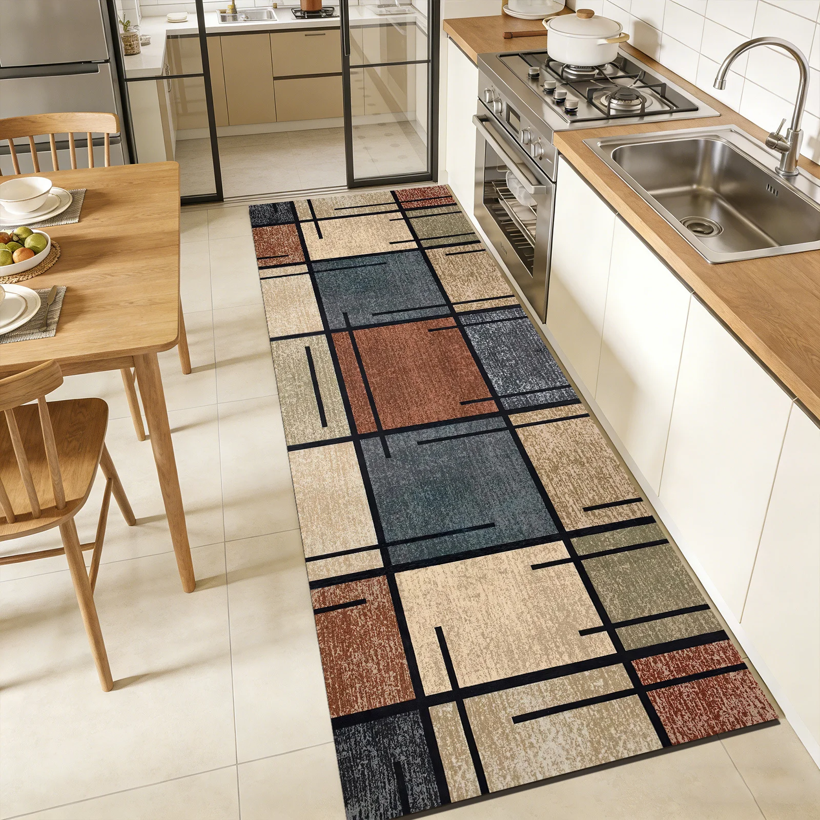 Runner Rug for Hallway, Non-Slip Flannel Kitchen Floor Mat, Washable Soft Carpet for Bedside Laundry Room Home Decor, 1PC