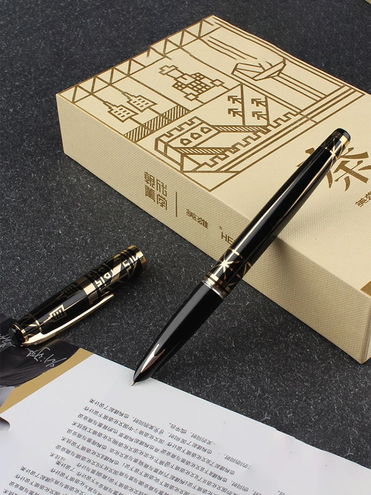 Hero 100 Classic Retro 14K Gold Fountain Pen  Dynasty Series Collection Pen Office Writing Student School Stationery Supplies