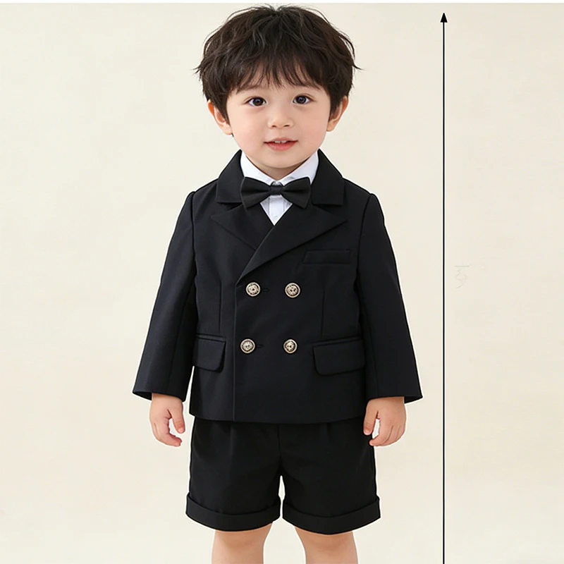 Boys' Summer Suit Set, Stylish British Style, Flower Boy's One-Year-Old Formal Wear, High-End Birthday Party Outfit