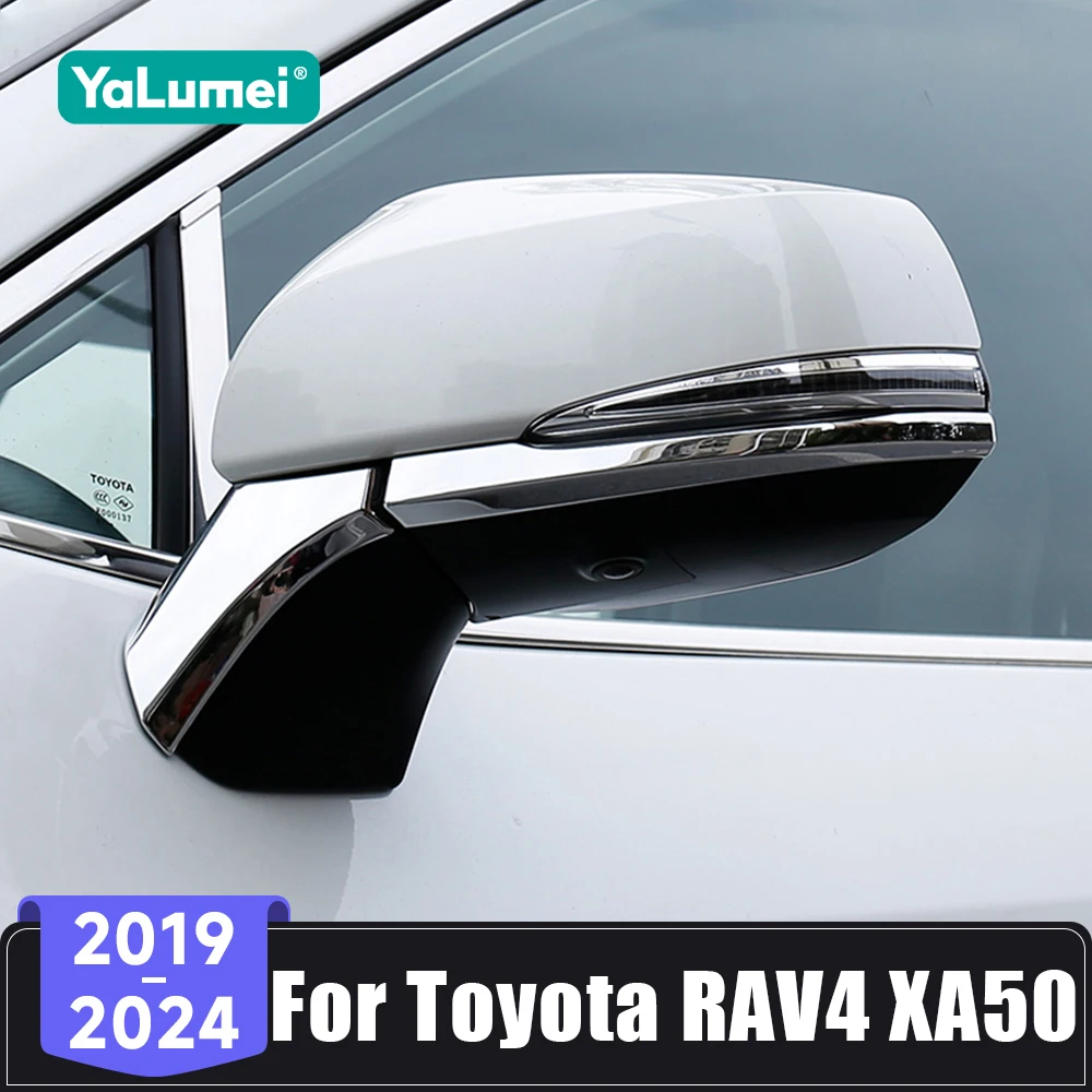 

For Toyota RAV4 XA50 RAV 4 Hybrid 2019 2020 2021 2022 2023 2024 Car Rearview Mirror Decoration Strip Sequin Cover Trim Stickers